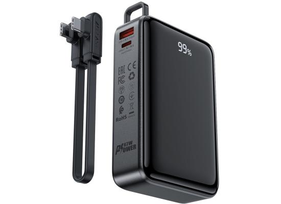 ACEFAST M4 PD 67W Fast Charging 20000mAh Li-Polymer Power Bank with 100W Type-C to Type-C Cable - Black